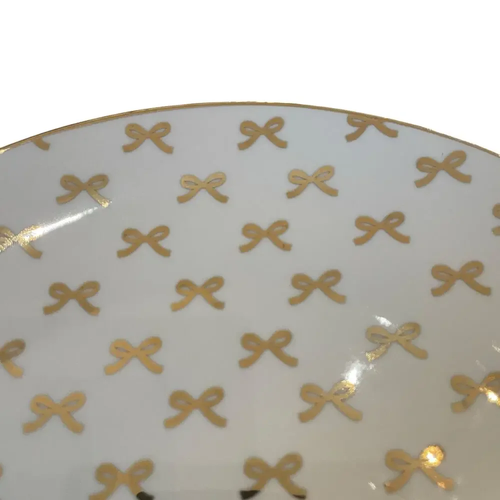 NEW 10 Strawberry Street Gold Bow 10.5” Dinner Plates Set Of 4
